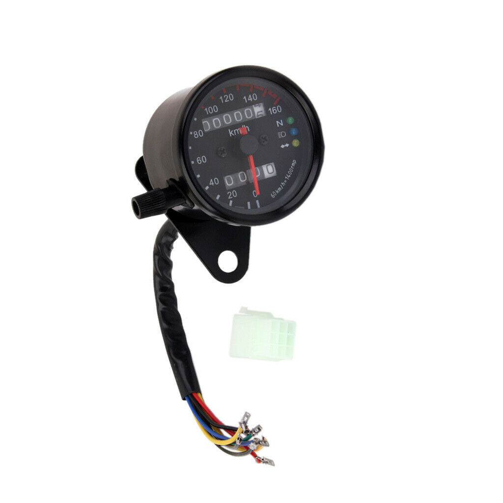 Universal Motorcycle Dual Odometer Speedometer Gauge with LED indicator, Speed