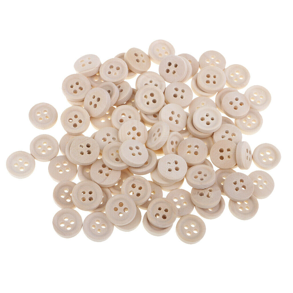 40pcs 12mm Round Natural Wood Buttons 4 Holes Sewing Buttons for DIY Crafts