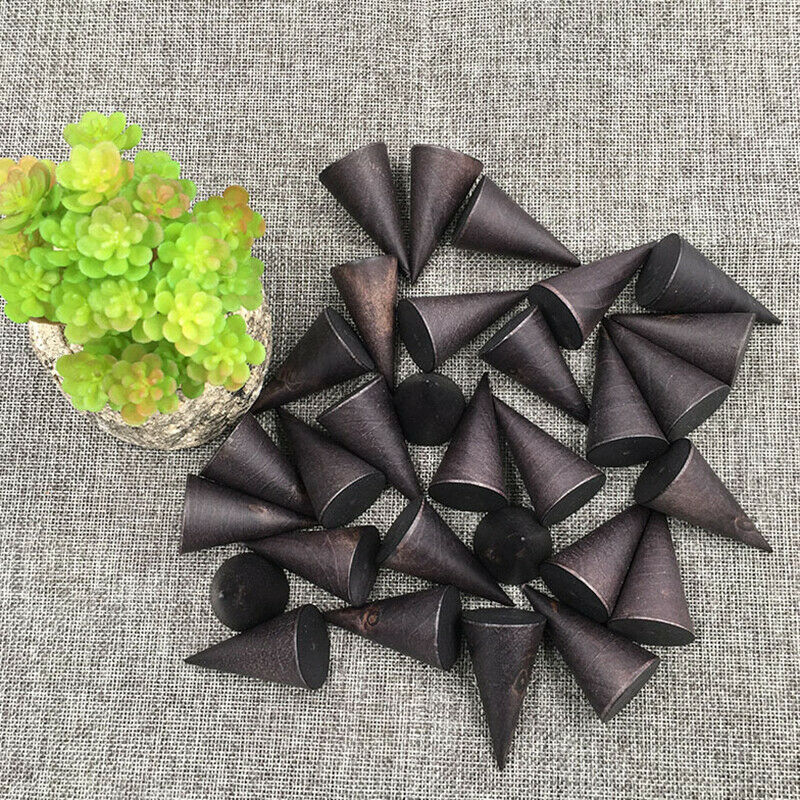 2PCS Natural Wooden Ring Holder Jewelry Display Cone Shaped Organizer Sta.l8