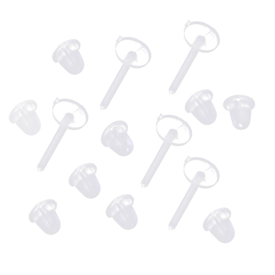 100 pairs Allergy Free Invisible Plastic Earring Pin Post Head Stud Back Pad An