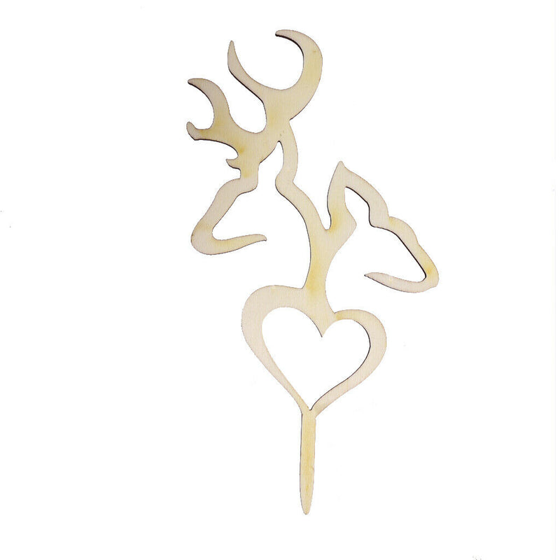 Love Heart Wooden Cake Topper Sticks Wedding Party Cake Decor Photo Prop