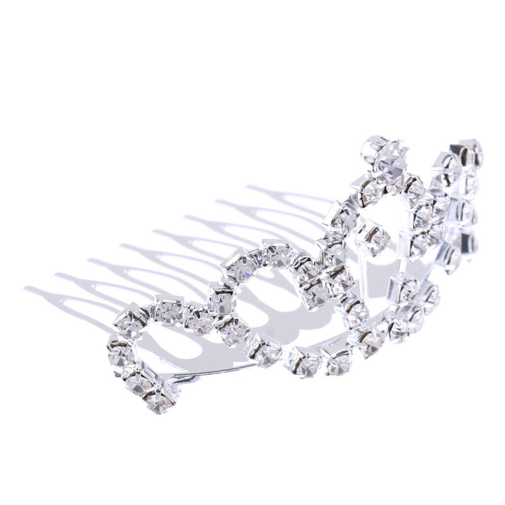 Children Girl Princess Mini Crown Comb Diamante Rhinestone Tiara Hair Clip