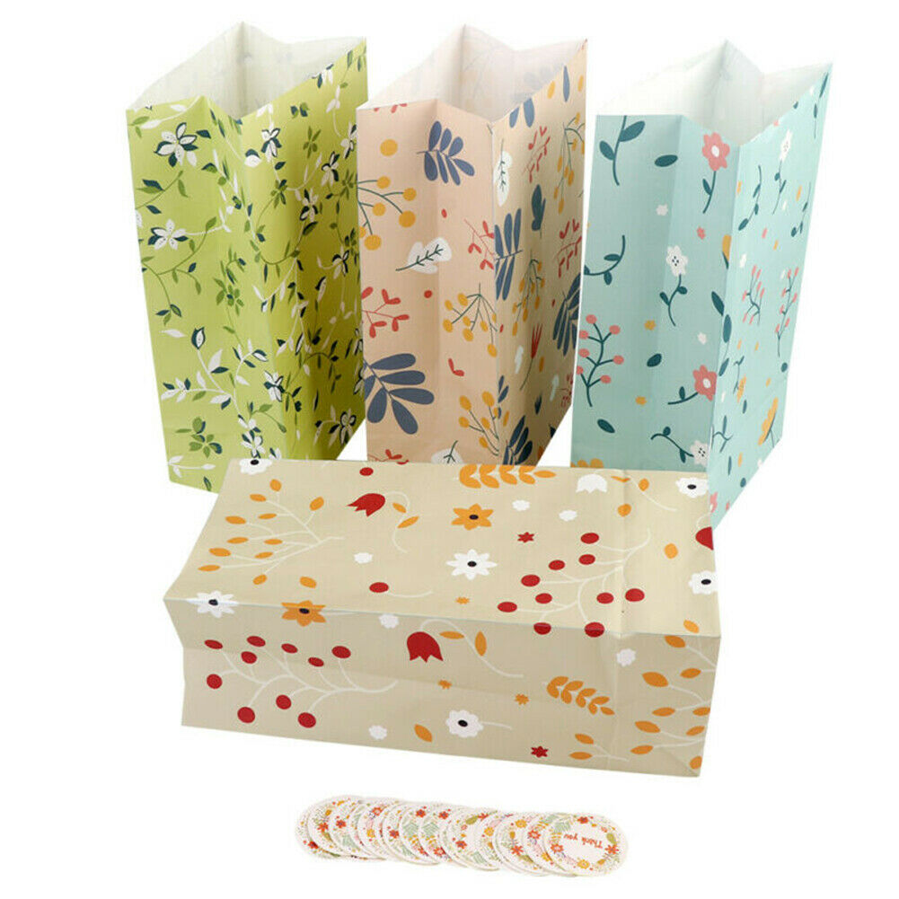 24Pcs Floral Party Favor-Bags Flower Paper Bag Goodie Candy Treat-Bag Gift wq00