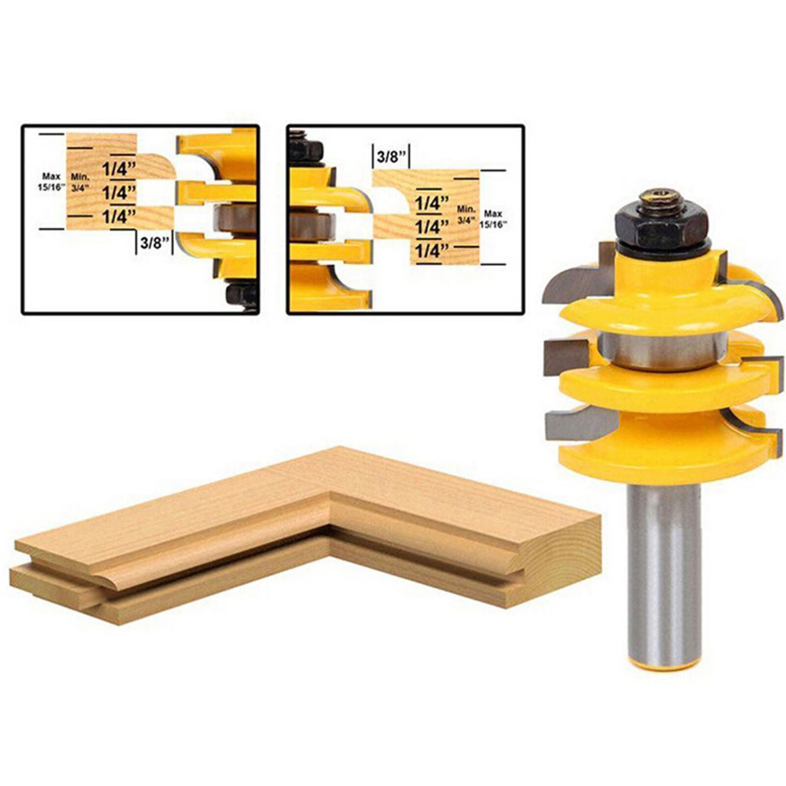 New 1/2" Shank Rail & Stile Router Bit Ogee Stacked Woodworking Bearing Cutter