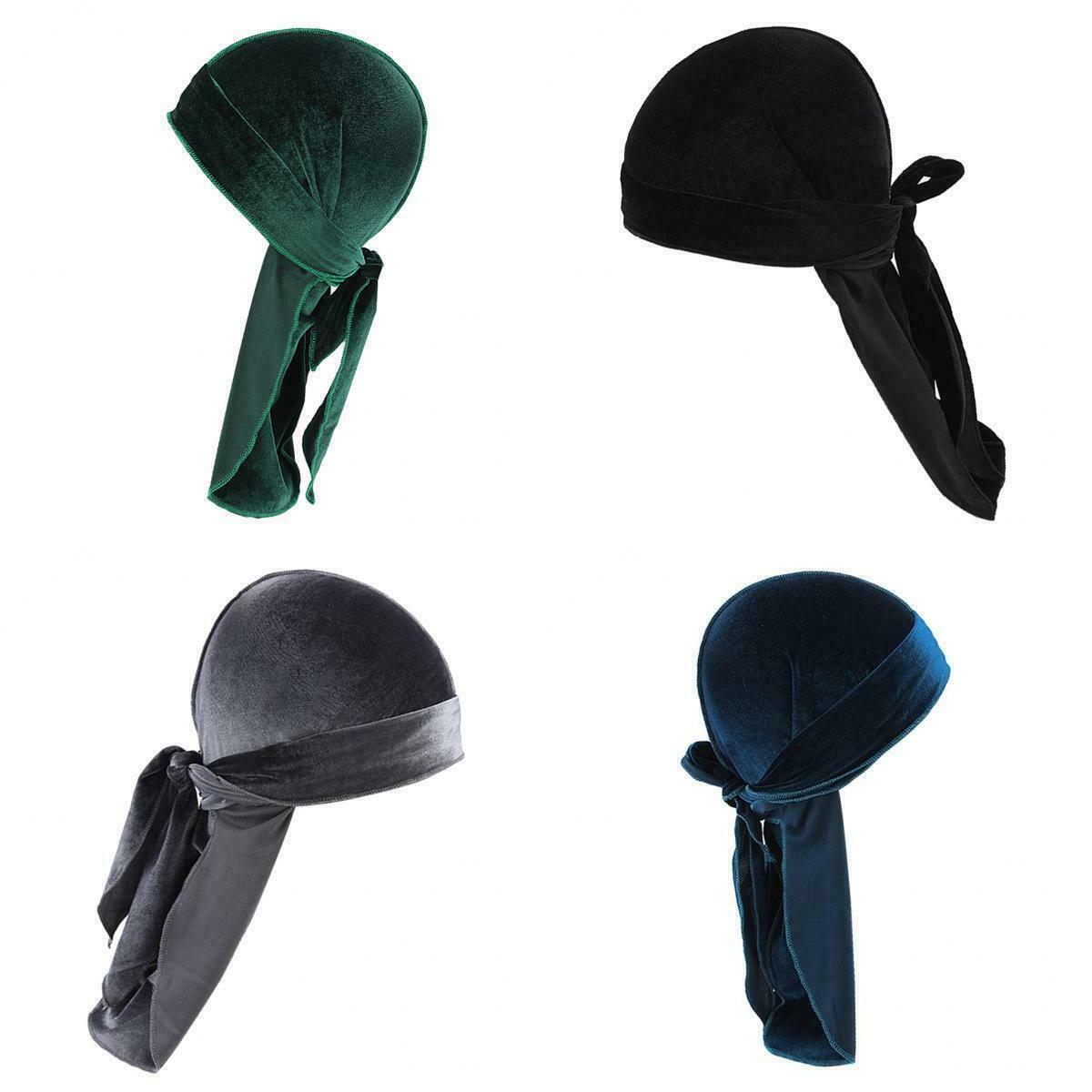 4pcs Silky Durag Pirate Hat Turban Headscarf Cycling Hat Bandana Hat With Long