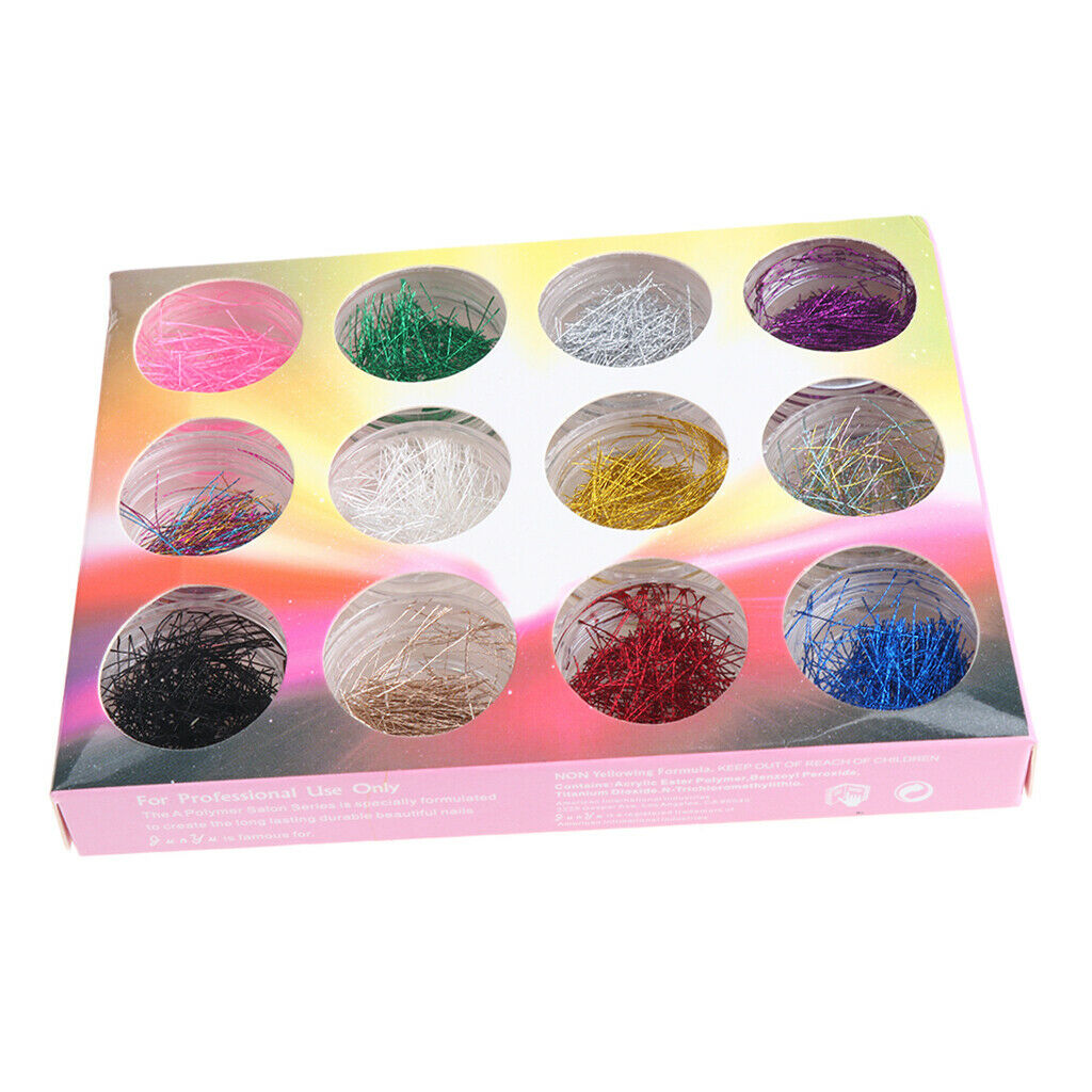 12 Boxes Nail Paillette Chip Foil Nail Glitter Nails Art Foil Slice Wire DIY