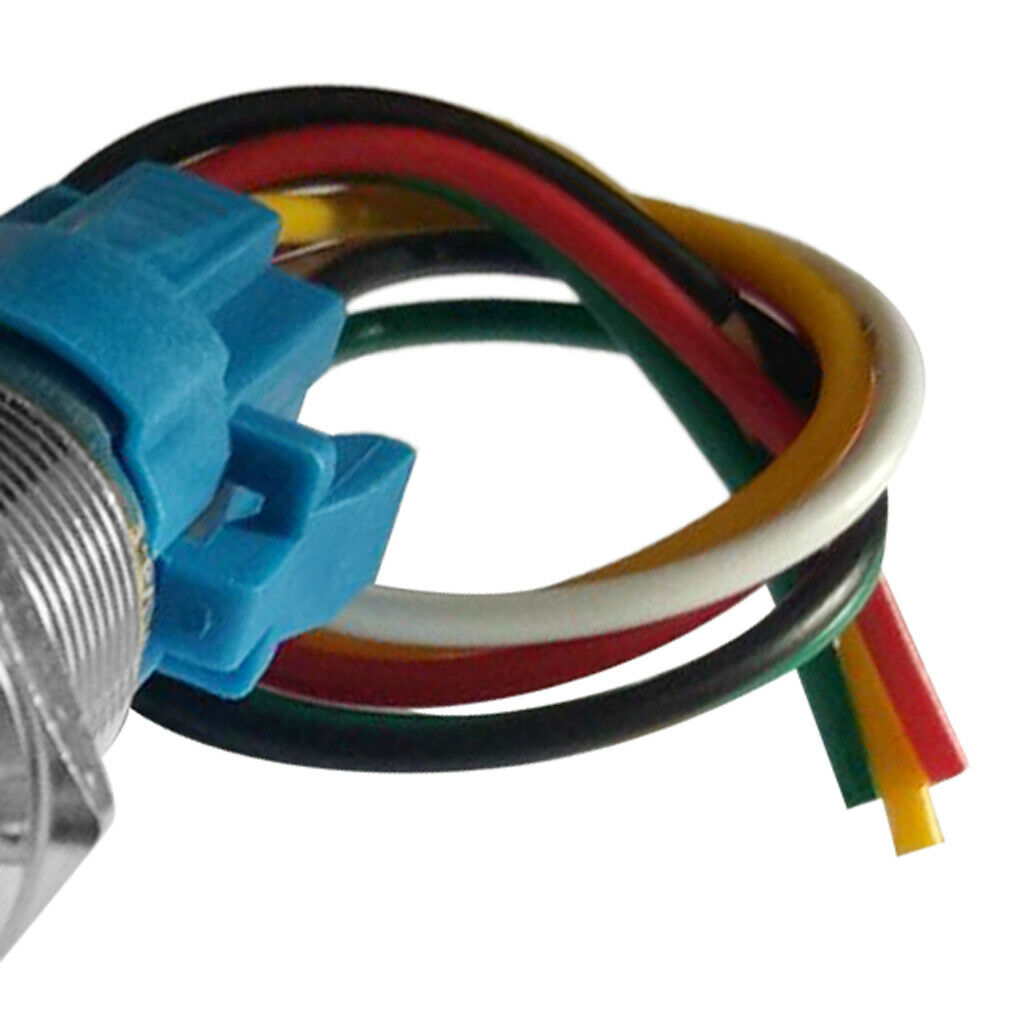 6PCS 220V LED 16mm Self-lock Push Button Switch w/ Wire Red+Blue+Green