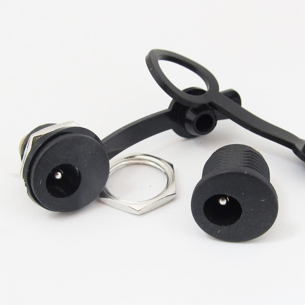 10pcs Copper 5.5x2.1mm DC Power Female Jack Socket with Waterproof Cover & Ring
