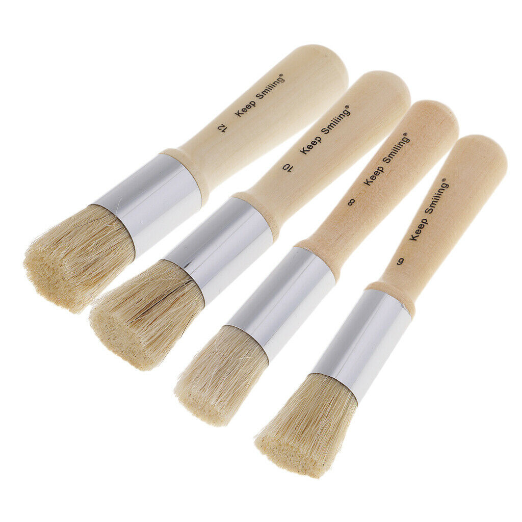 3Pcs Template 14cm/15.5cm/17cm Wooden Stencil Brush for Acrylic Oil Painting
