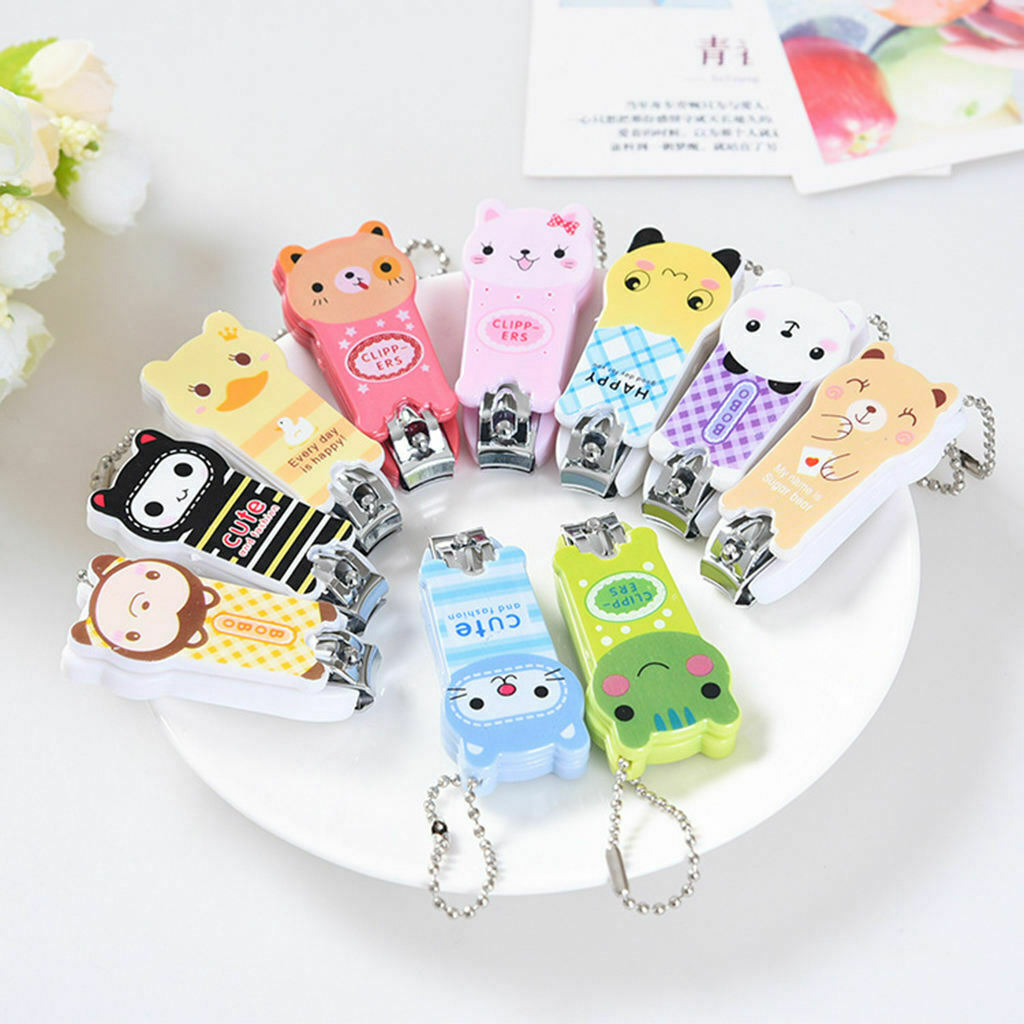 Cute Cartoon Stainless Steel Nail Clipper with Chain, Kids Baby Grooming Kit