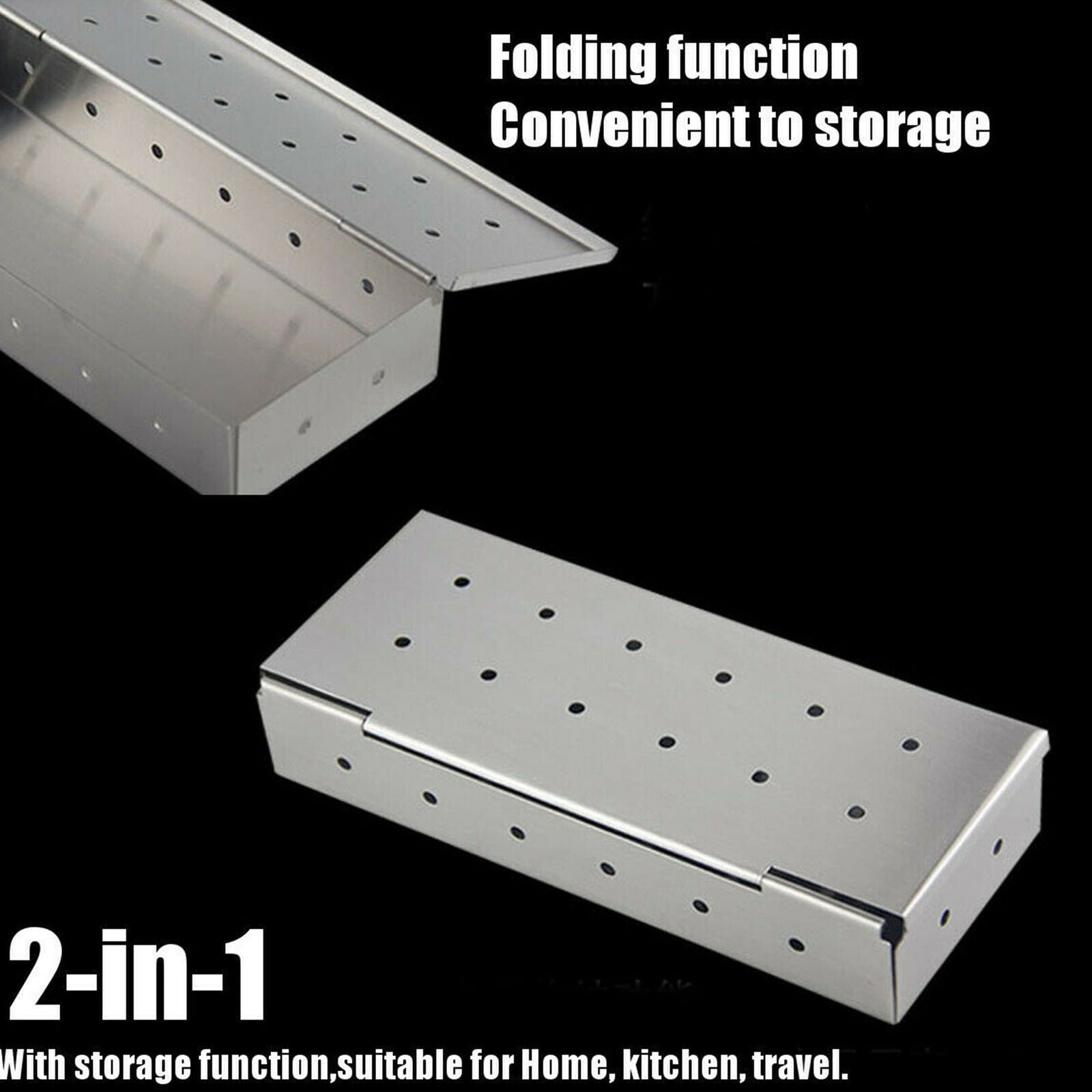 8.8'' Smoke Box for Gas Grill BBQ Wood Chip Charcoal Smoker Stainless Steel