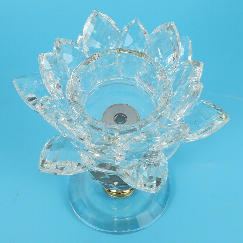 Glass Block Lotus Flower Metal Candle Holders Feng Shui Home Decor Big TealighR8
