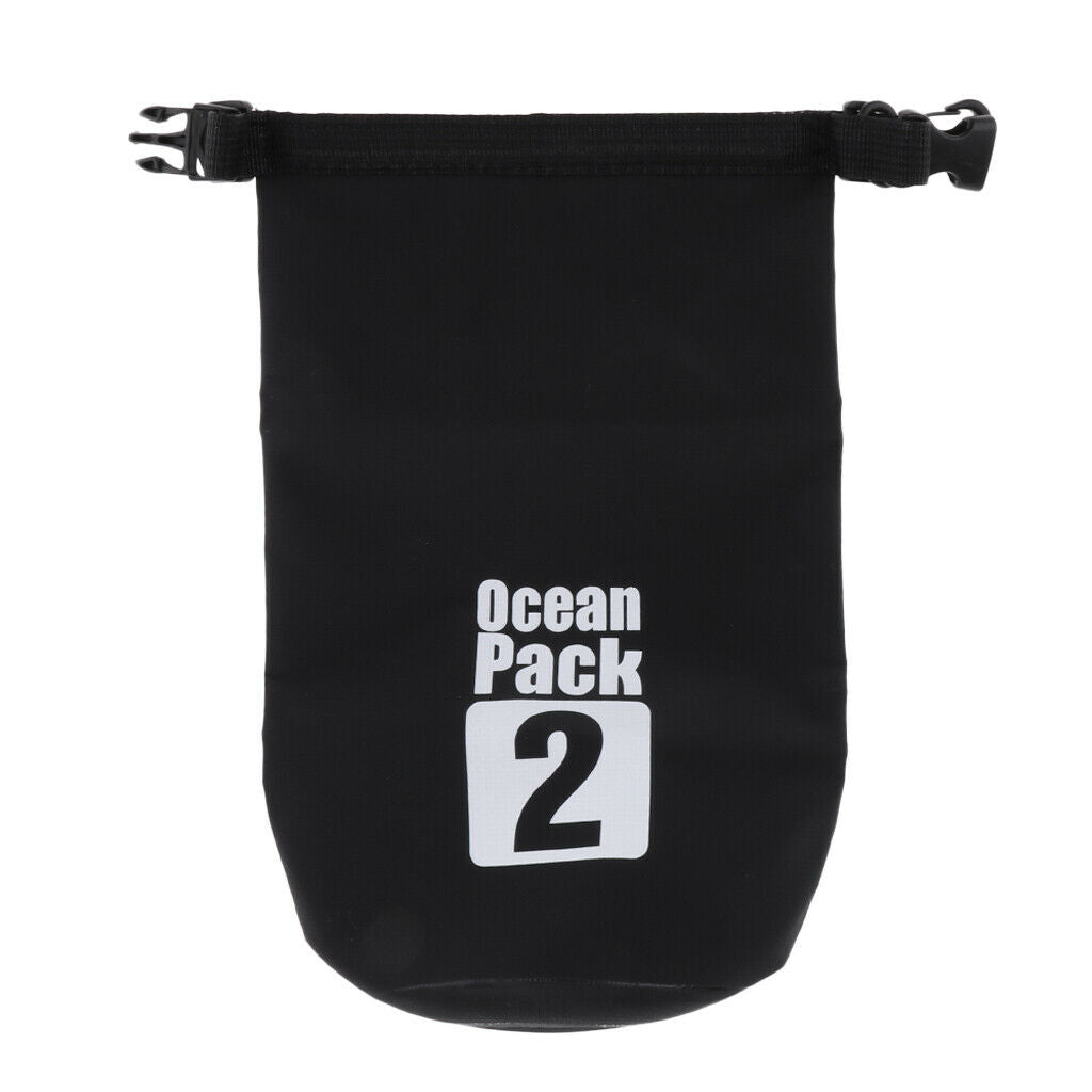 2X 2L PVC Waterproof Dry Bag Sack for Canoe Boating Kayaking Floating Black