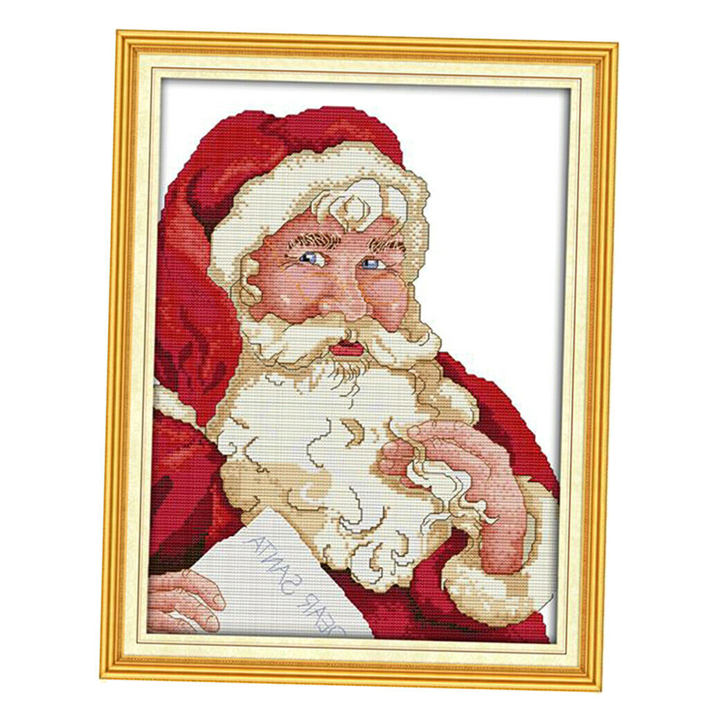 Santa Claus Pattern Stamped Cross Stitch Kit Needlework Craft 14CT 31x41cm