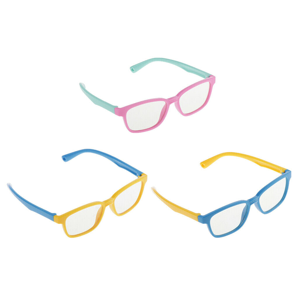 3x Silicone Frame Digital TV Rectangle Eye Glasses Anti UV for Boy Girl Gift