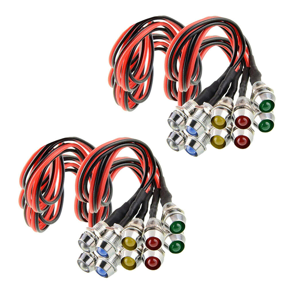 20x Metal LED Indicator Light Lamp Dash Directional Car Truck Motorcycle