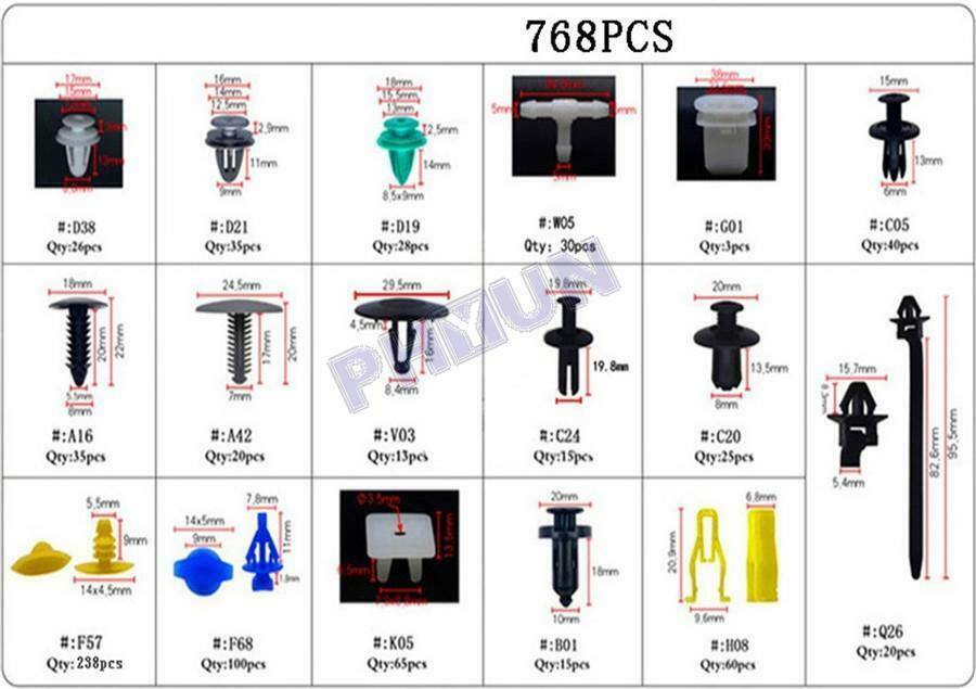 800x Mixed Push Rivet Fastener Clips + Tool Kit For Car Door Bumper Panel Fender