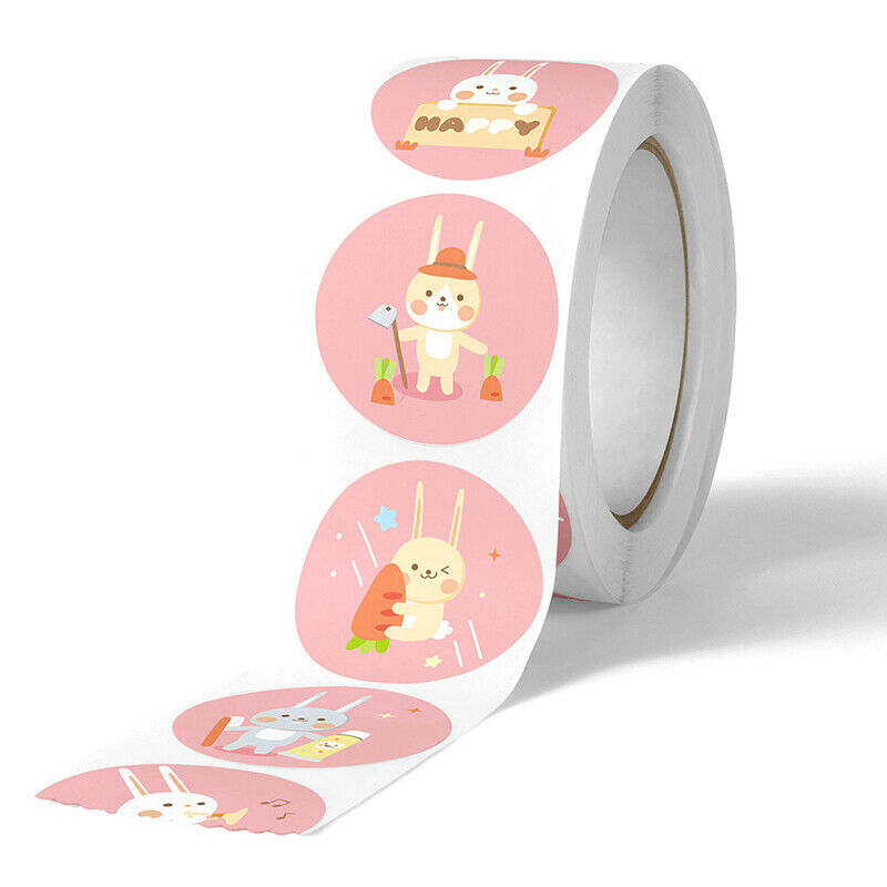 500pcs/roll Rabbit Thank you Stickers Gift Decor Seal labels Kids Reward .l8