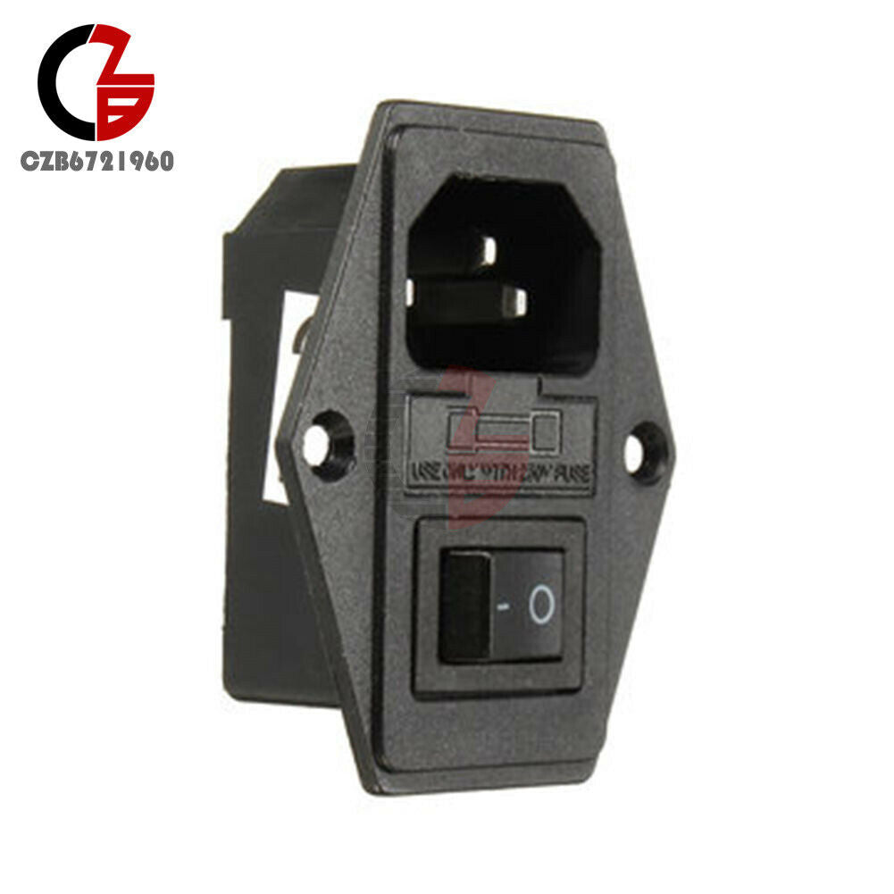 3 in 1 IEC320 AC Inlet Male Plug Power Supply Socket With Fuse Switch 10A 250VAC