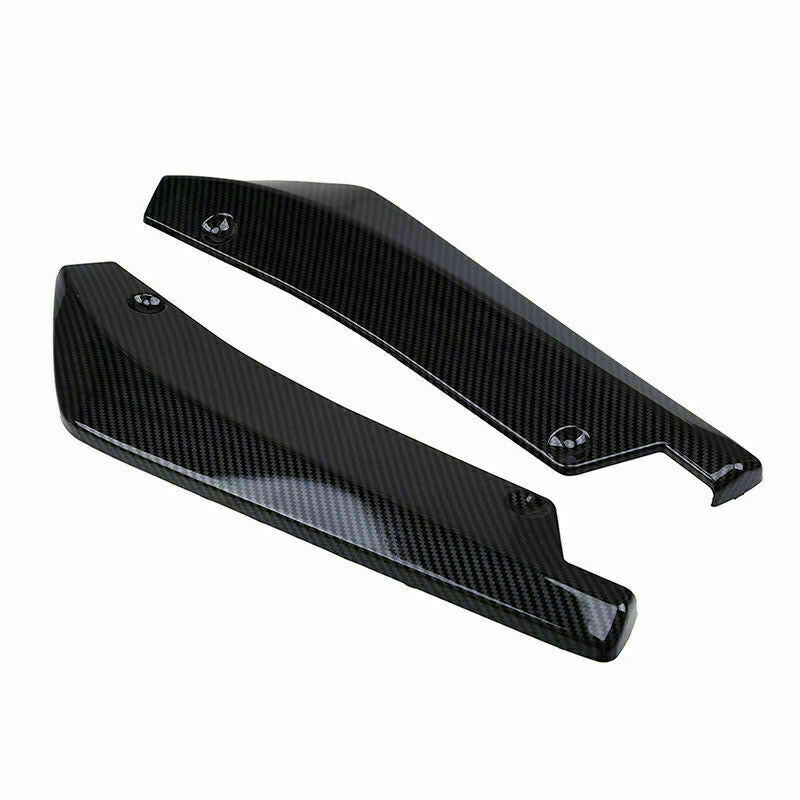 Pair Auto Carbon Fiber Style Rear Bumper Lip Diffuser Splitter Canard Protector