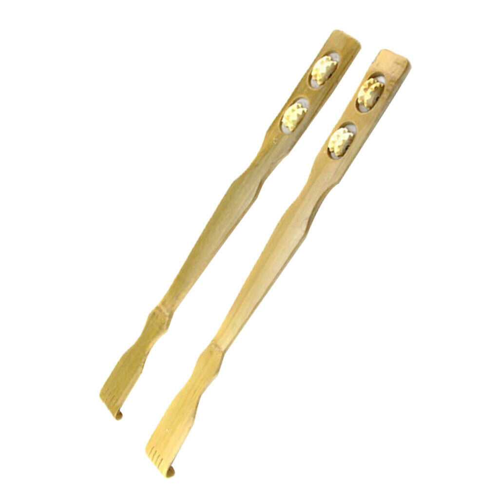 2 Pcs Portable Wood Massager Back Scratcher Body Neck Muscle Massage Roller
