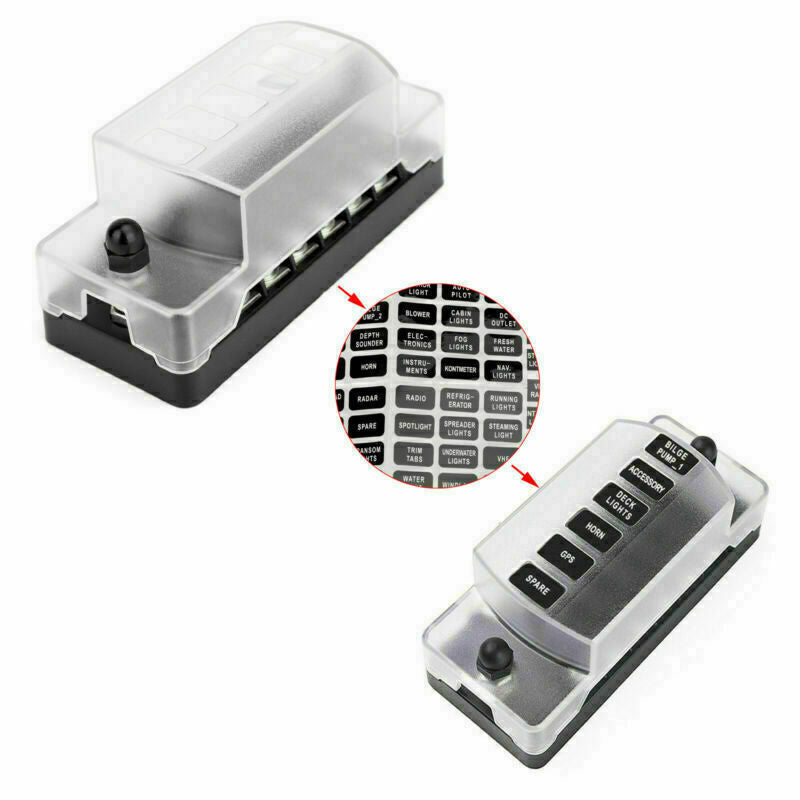 6 Way Blade Fuse Holder Box Block With Negative Pole Kit For Car Boat Marine HG