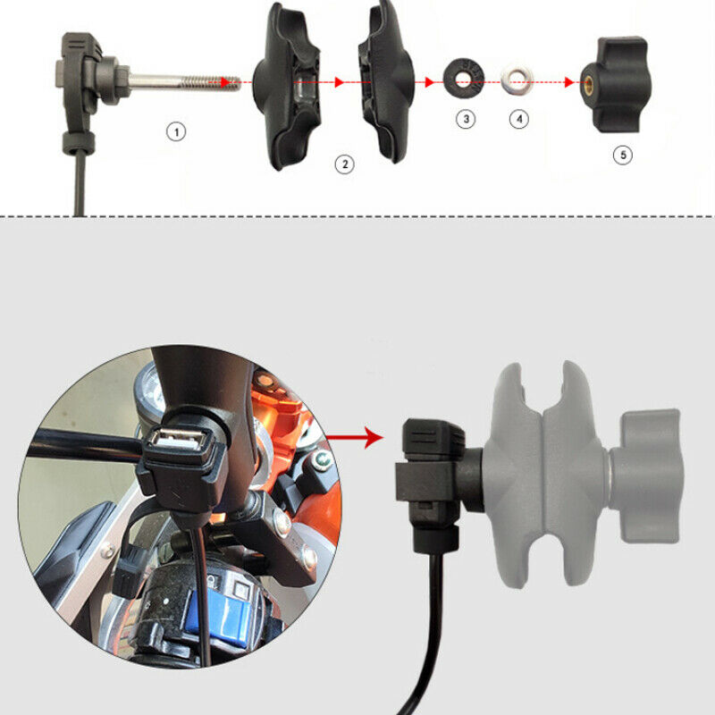 Motorcycle Single USB Waterproof Charger Phone Charging Cable Accessories 5V3.4A