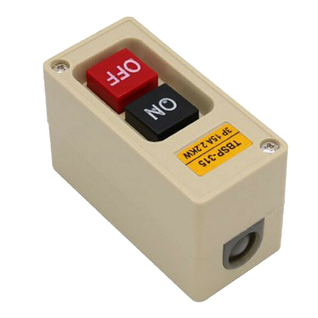 1x TBSP-315 3P 2.2Kw 15A Power Push Button Switch Two Key ON/OFF Lock Tend