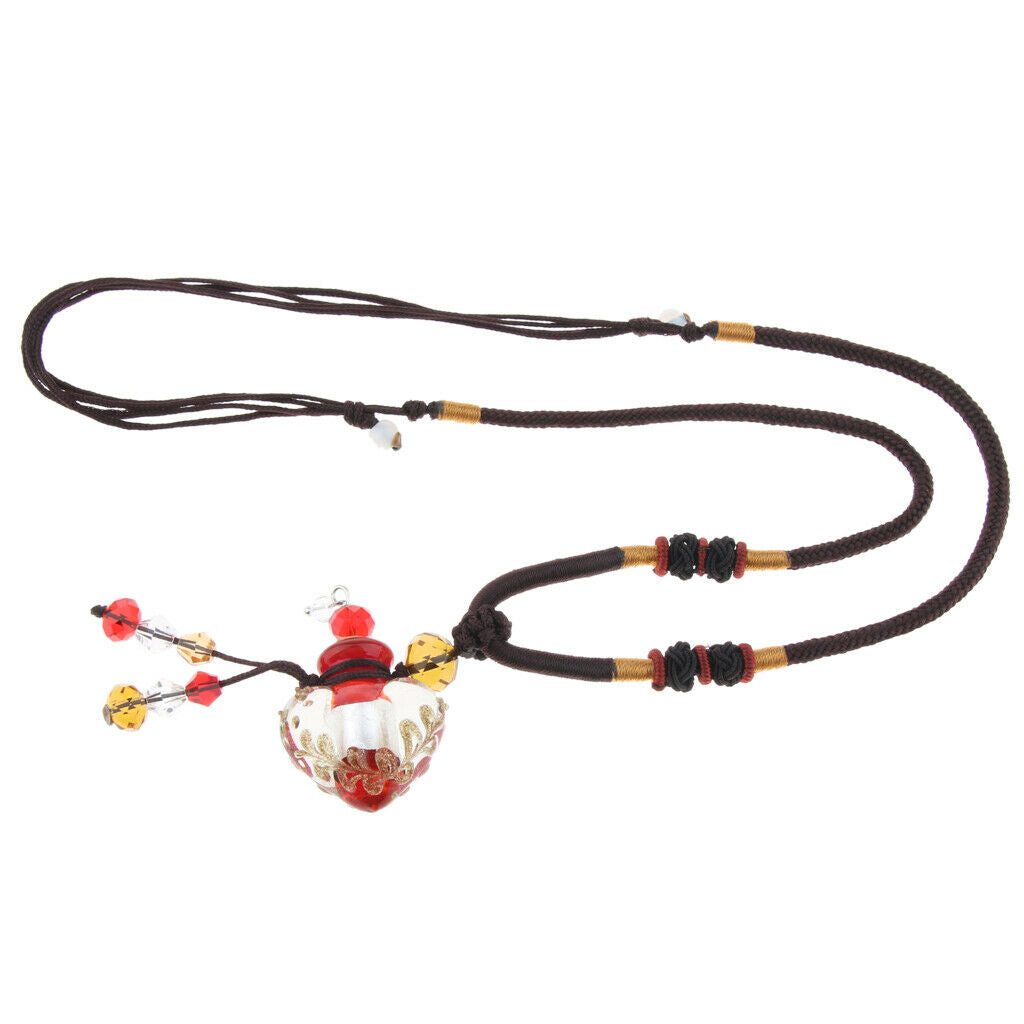 Glass Locket Necklace Perfume Fragrance Essential Oil Diffuser Red