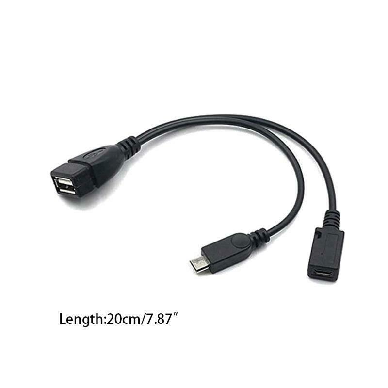 2-in-1 Micro USB to USB Adapter (OTG Cable + Power Cable) - 2 Pack / 20cm