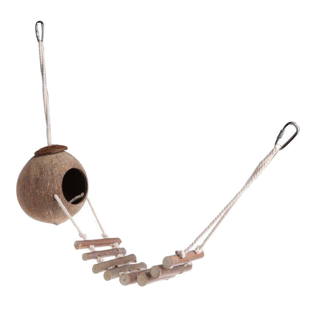 Cute Coconut Bird Nest Hanging Cage Toys Small Animal Bed for Parrot Budgies