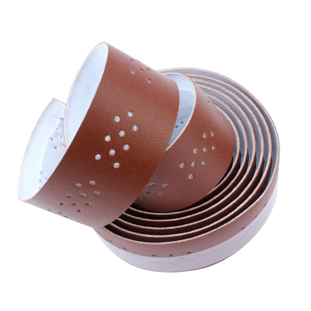 2 Rolls PU Cycling Road Bike Sports  Cork Handlebar Tape + 2 Bar Plugs - Brown
