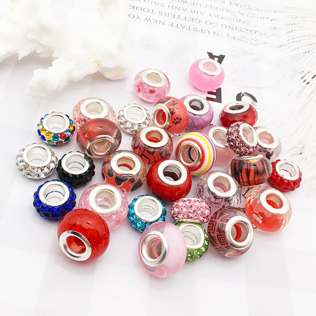 30Pcs/Set Colorful Lampwork Beads Large Crafts Murano for Bracelet Kits