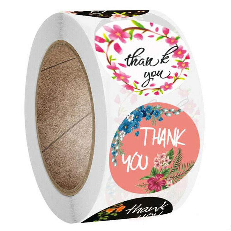 500Pcs / Roll Flowers Thank You Stickers For Seal Labels Gift Packaging S.l8
