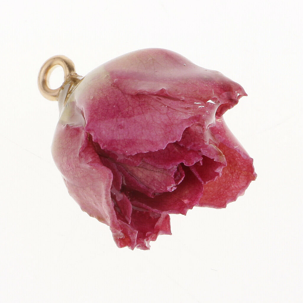 Flower Rose Charms Natural Real Flower Pendants Jewelry Earrings purple pink