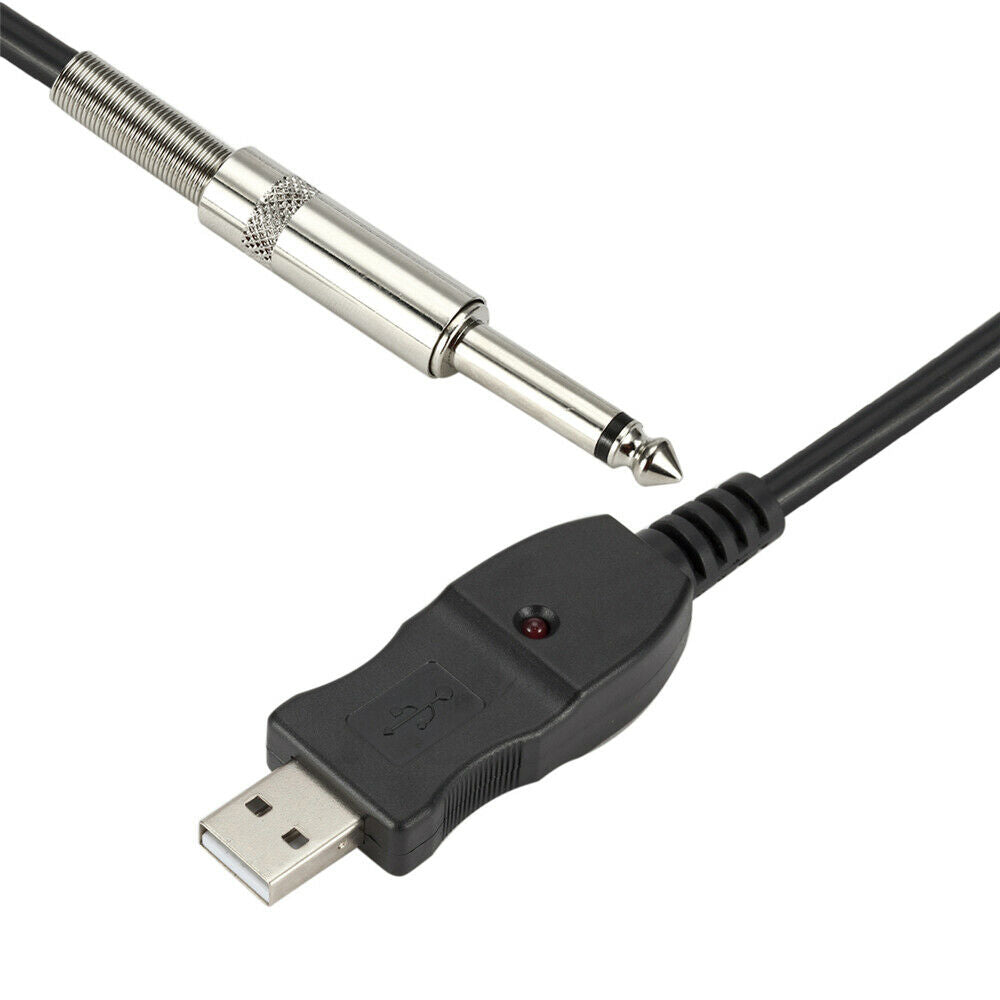 3 Meters Electric Guitar Bass Cable 6.35mm to USB Interface Link PC Audio Cable