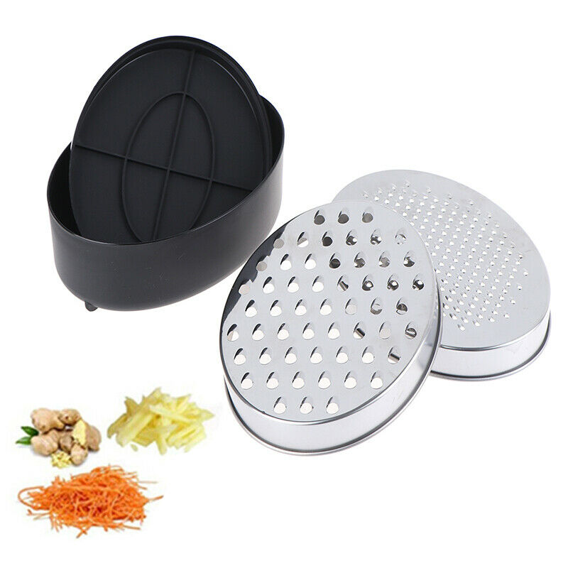Black Slicer Cheese Grater Vegetables Stainless Steel Oval Box Container Gra XC