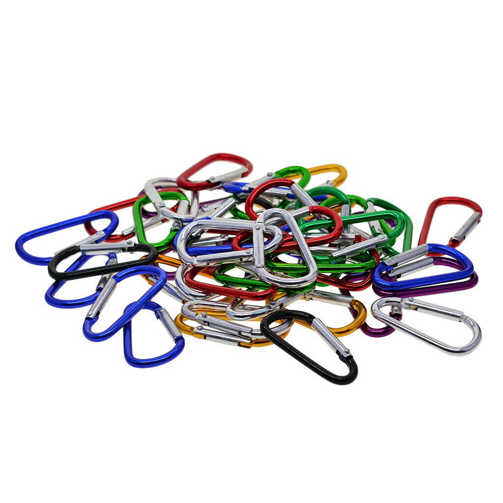 50 Pieces Aluminum Carabiner Spring Clip Climbing Hiking Hook Keychain Rings