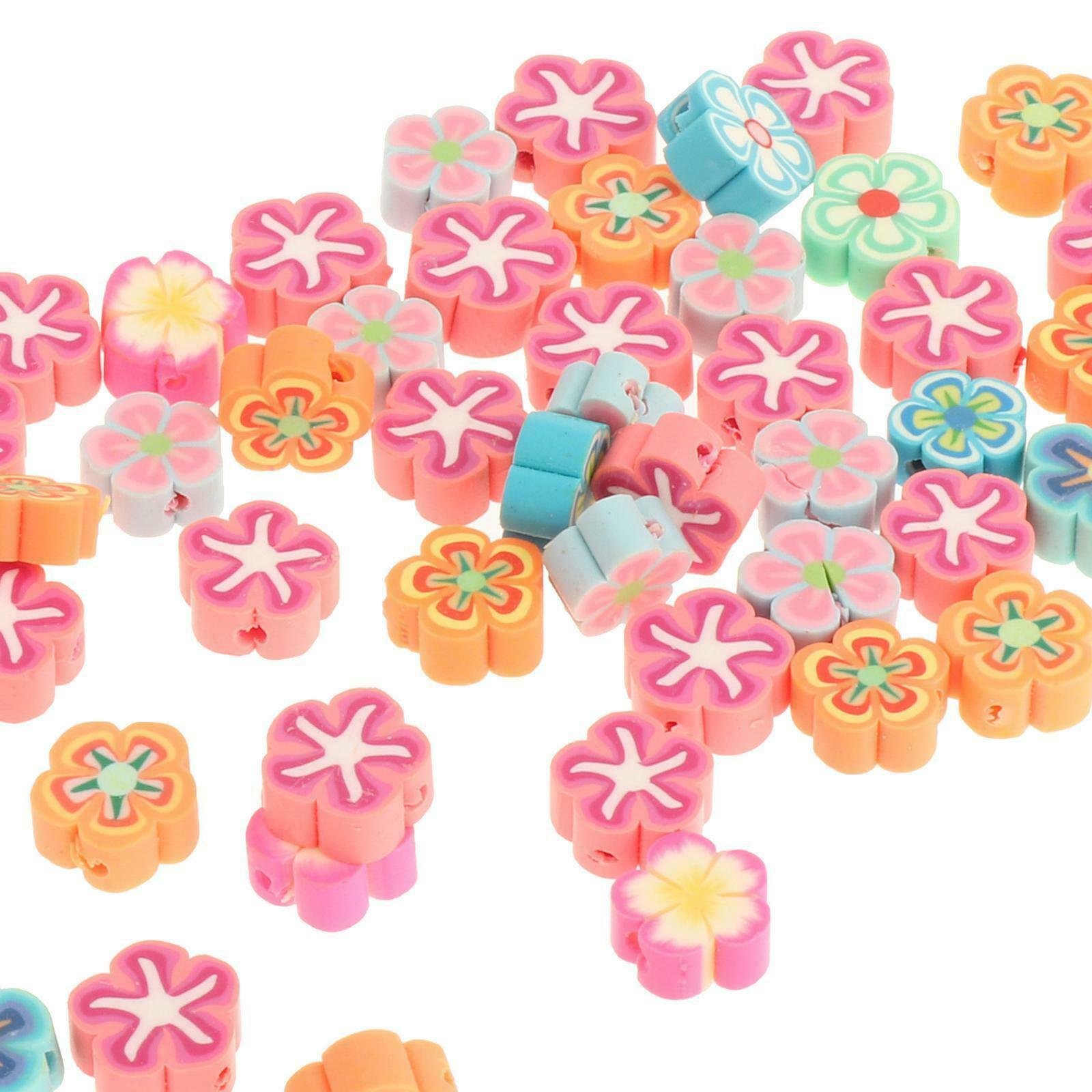 50 Pieces Soft Pottery Beads Charms for Jewelry Making Necklace Plum Bossom
