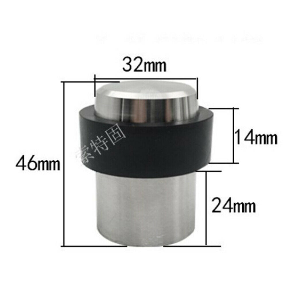 Stainless Steel Round Door Stop Stopper Wedge Jam Block Floor Protector 46mm