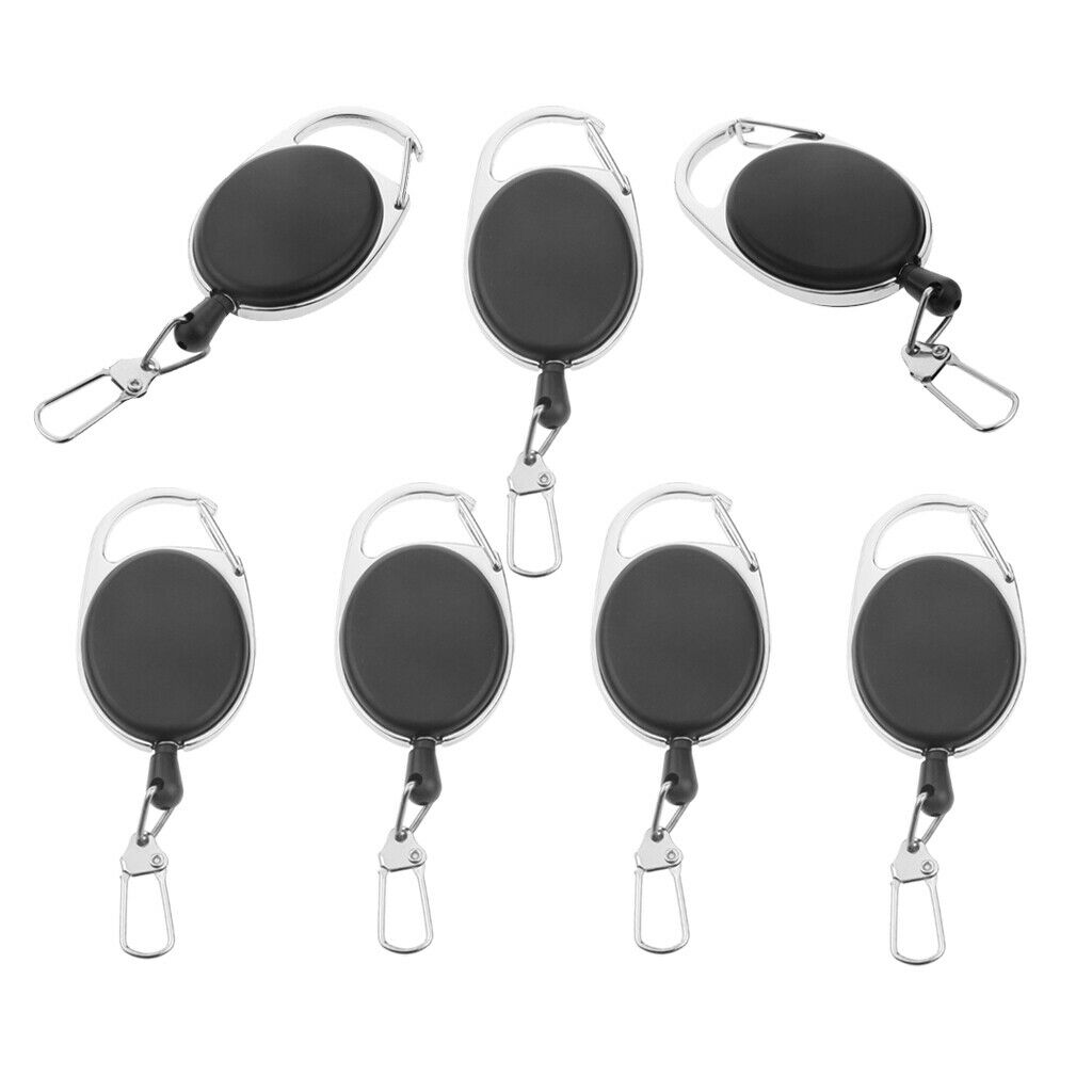 7x Creative Black Retractable Key Retractor Clip Pull ABS Plastic Fashion
