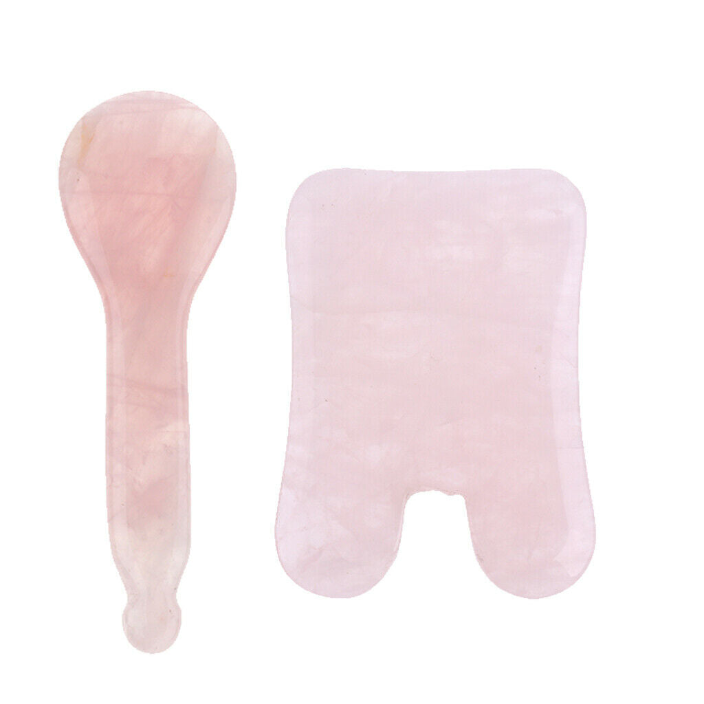 2 Pieces Natural Jade Guasha Board Salon Gua Sha Scraping Face Massage SPA