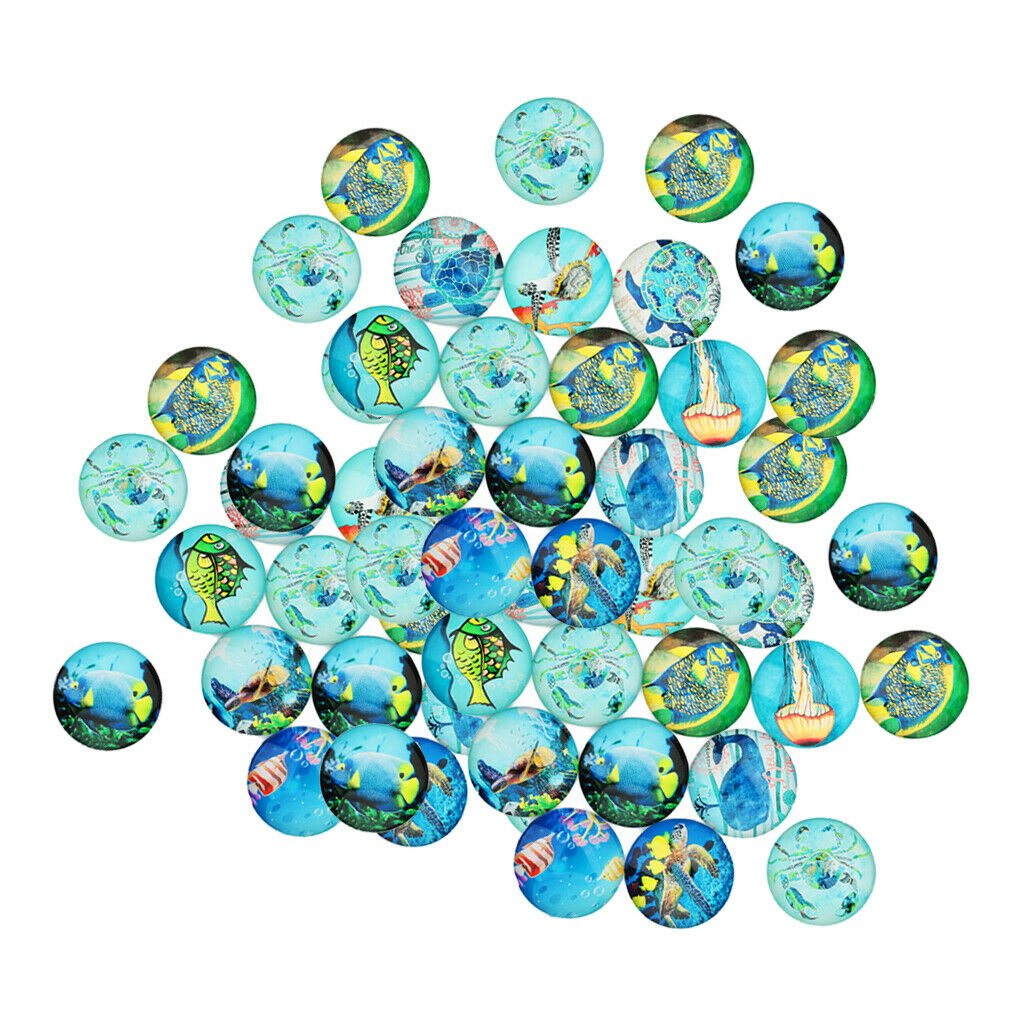 60 Pack 12mm Glass Cabochons Mosaic Printed Glass Dome Cabochons Mosaic Tiles