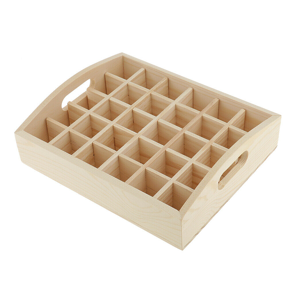 Essential Oil Box Wooden Organizer Large Wood Storage Case Holds 30 Bottles