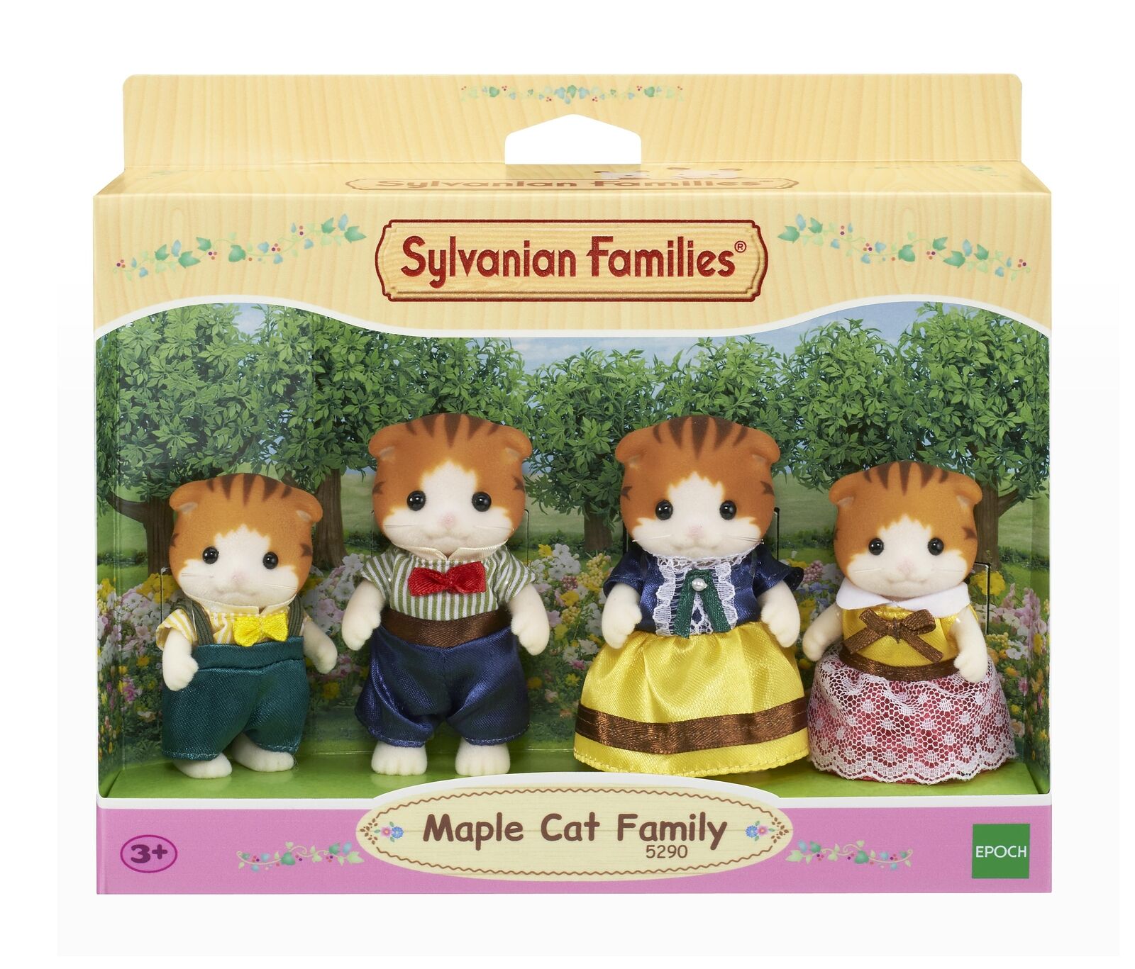 Sylvanian Families Maple Cat Family 5290 4 Pieces Ages 3+ Brand New In Box