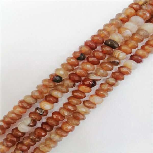 1 Strand 8x5mm Red Agate Faceted Rondelle Spacer Loose Beads 15.5inch HH9322