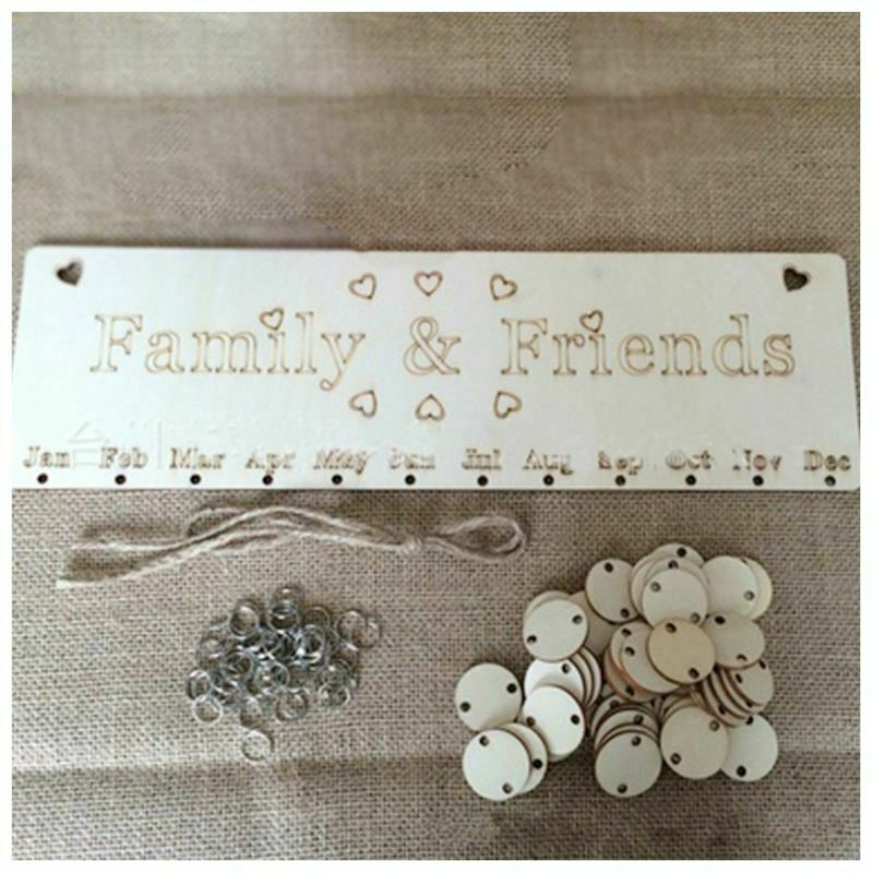 1X(Family&Friends Hanging Calendar Wooden Board Birtay Reminder Plaque Home 9Y5)
