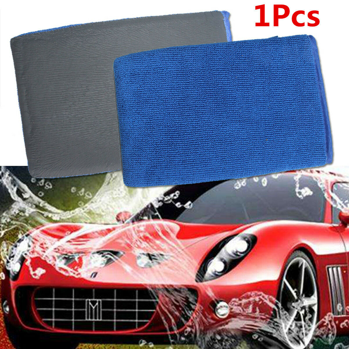1x Car Detailing Wash Towel Clay Towel Microfiber Sponge Magic Clay Mitt Glove