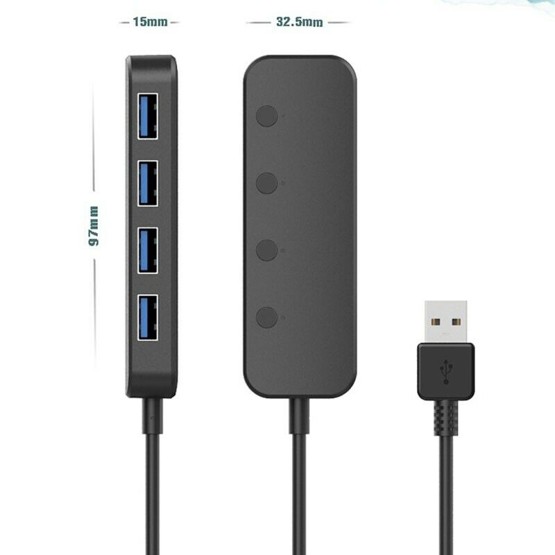 USB 3.0 Hub 4 Port USB Distributor Data Hub with Independent Switch and IndiM2I3