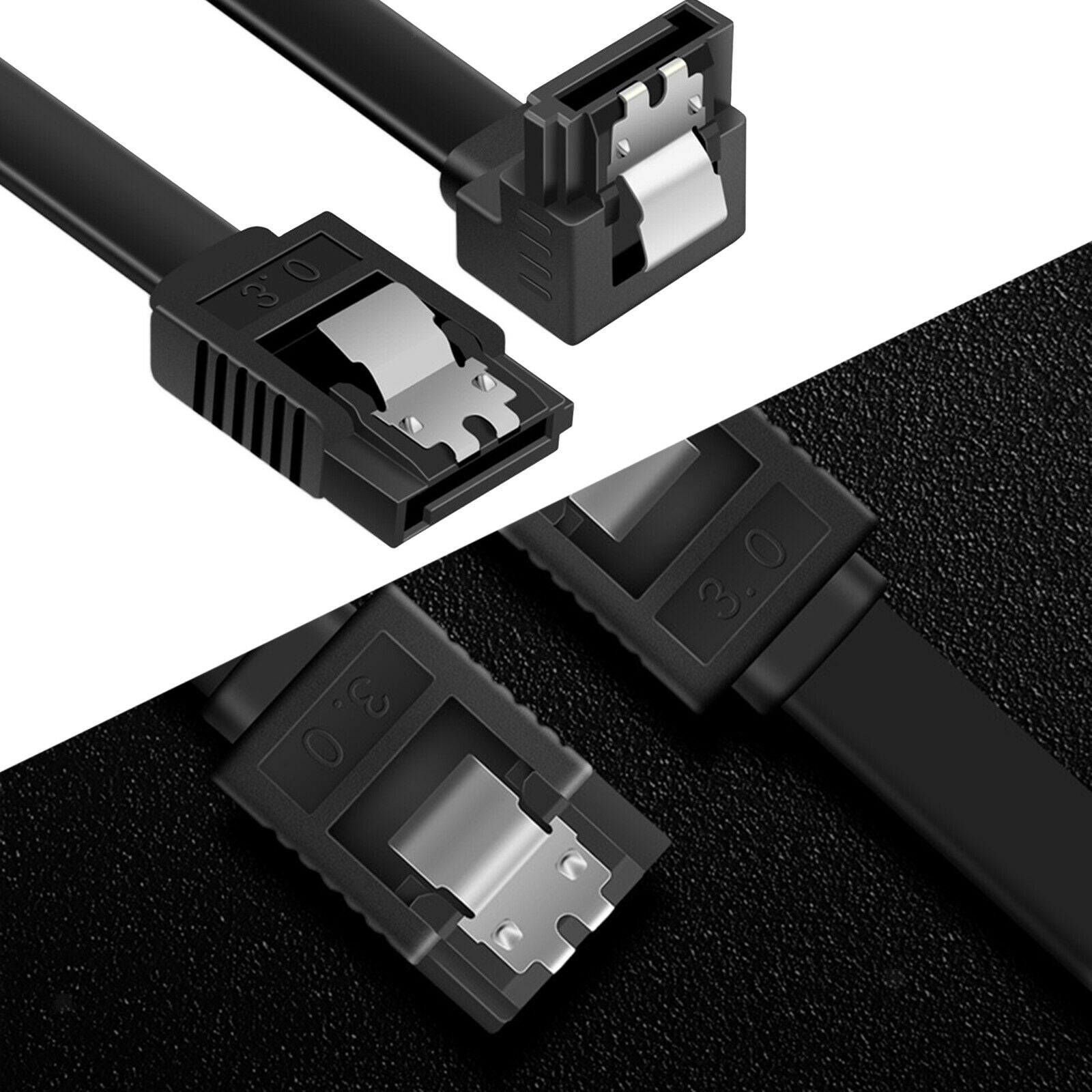 2PCS High-speed SATA Cable III 3.0 Flat Data Cord 3.3ft for HDD SDD Elbow